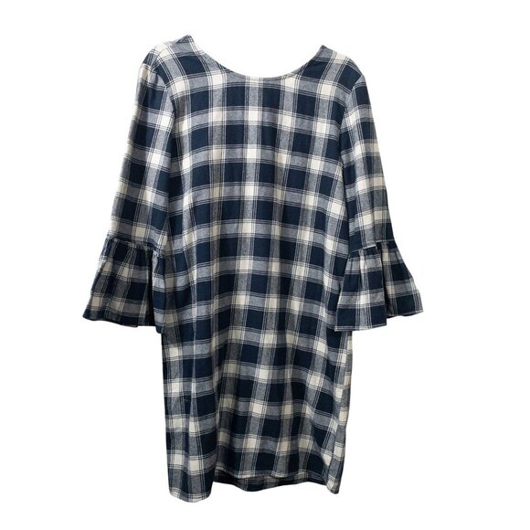 Velvet Heart blue and white gingham plaid shift dress with bell sleeves SZ S - Picture 3 of 10